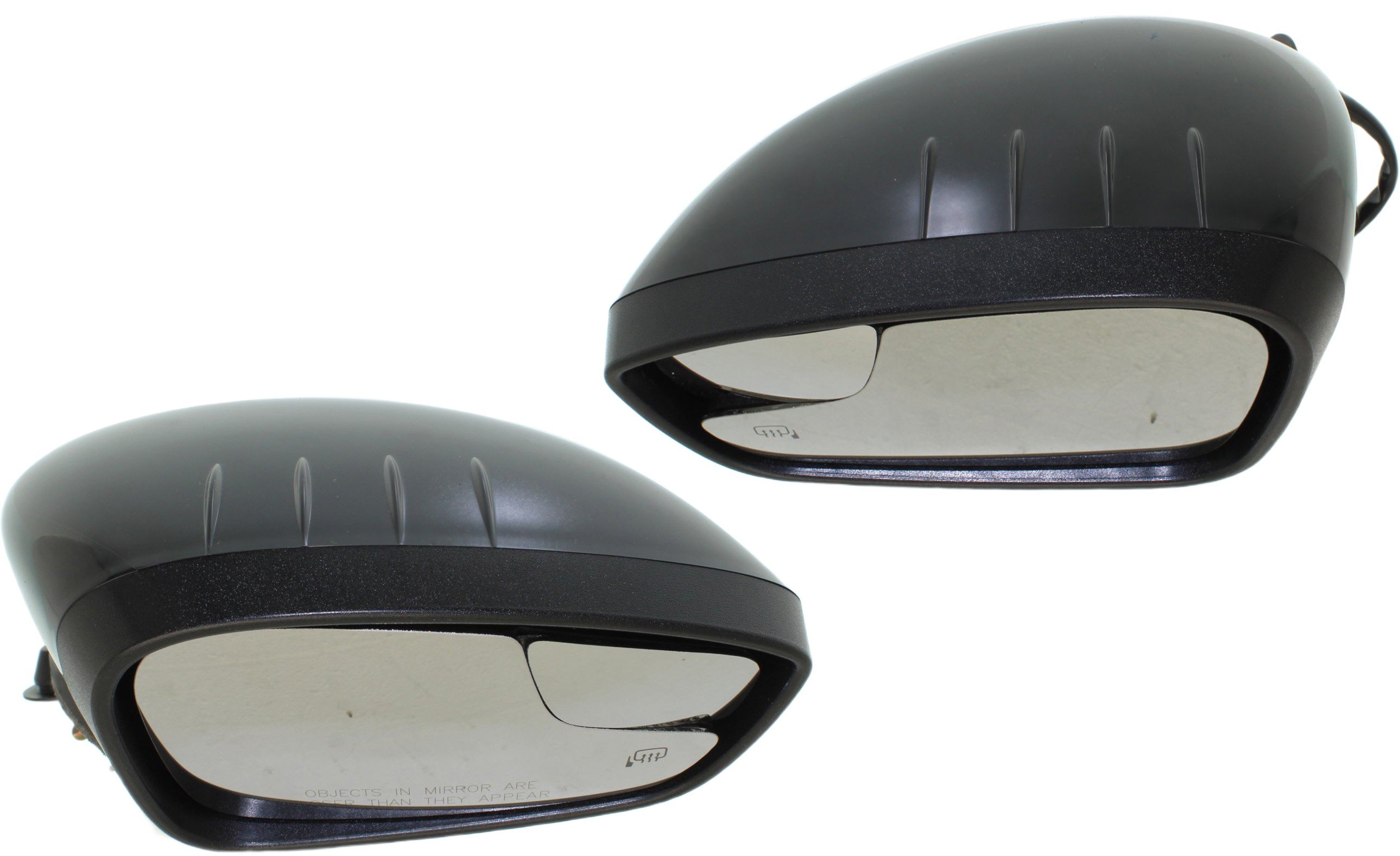 Mirror Pair/Set for 2011 Ford Fiesta HB/Sedan to 1-12-11, Right (Passenger) and Left (Driver), Power, Manual Folding, Heated, Paintable, with Blind Spot Glass and Signal Light, Replacement