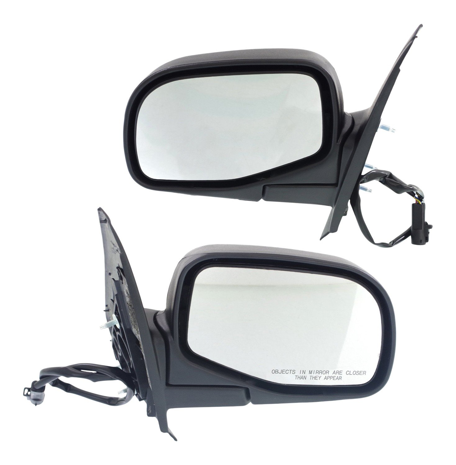 Mirror Pair/Set for Ford Explorer 1995-2001/Explorer Sport 2001-2003, Right (Passenger) and Left (Driver), Power, Manual Folding, Non-Heated, Textured, 5-Wires, without Auto Dimming, BSD, Memory, and Signal Light Replacement