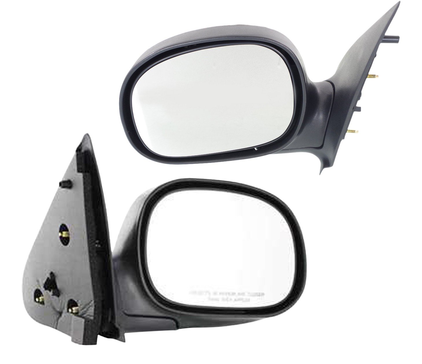 Manual Adjust, Manual Fold, Non-Heated, Chrome, Contour Style Mirror Pair/Set for Ford F-150 1997-2002 and F-250 1997-1999, Right (Passenger) & Left (Driver), Non-Towing, To 2-11-2002, Replacement