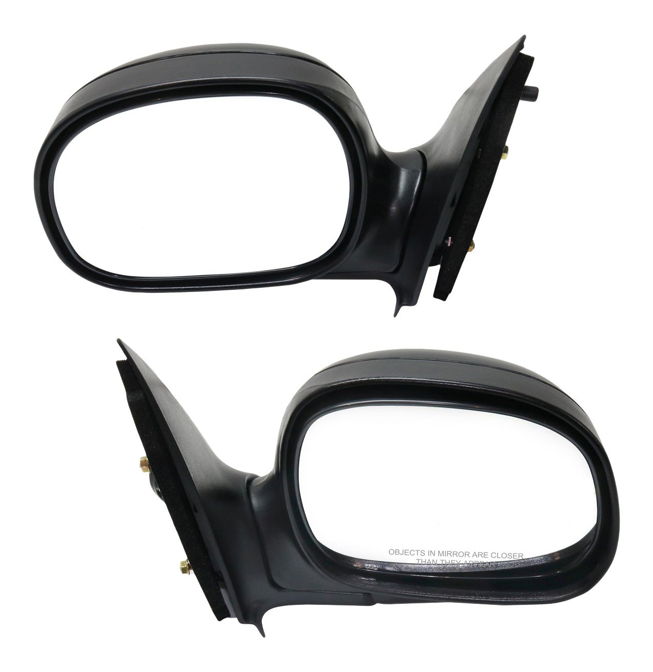 Mirror Pair/Set for Ford F-150 1998-2001, Right (Passenger) and Left (Driver), Power Adjustment, Manual Folding, Non-Heated, Paintable, Contour Style, without Signal Light, Suitable for Regular/SuperCab, Replacement