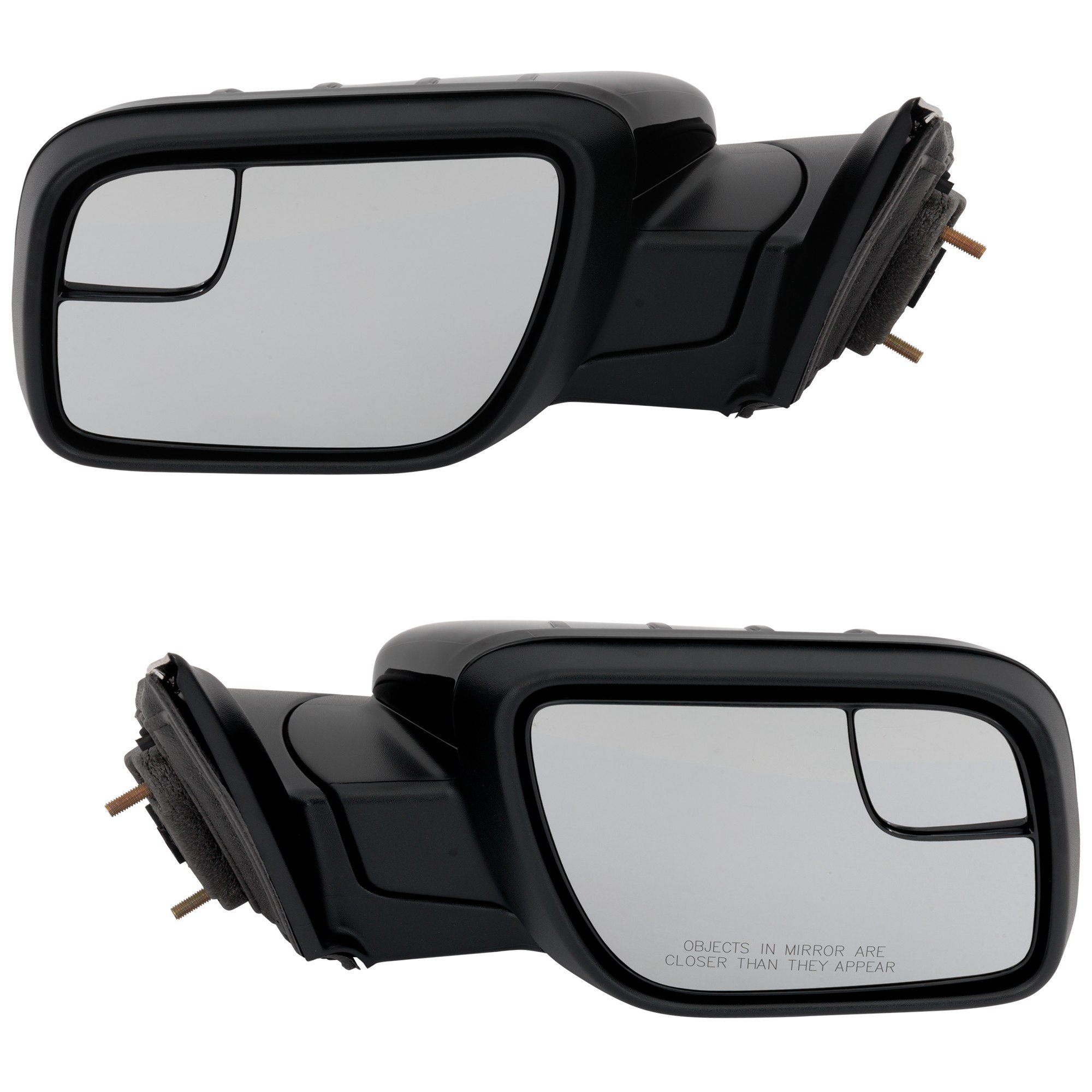 Pair/Set - Power Mirror Pair/Set for Ford Explorer 2011-2015, Right (Passenger) and Left (Driver), Manual Folding, Non-Heated, Paintable, with Blind Spot Glass, without Auto Dimming, Memory, Puddle Light and Signal Light, Replacement