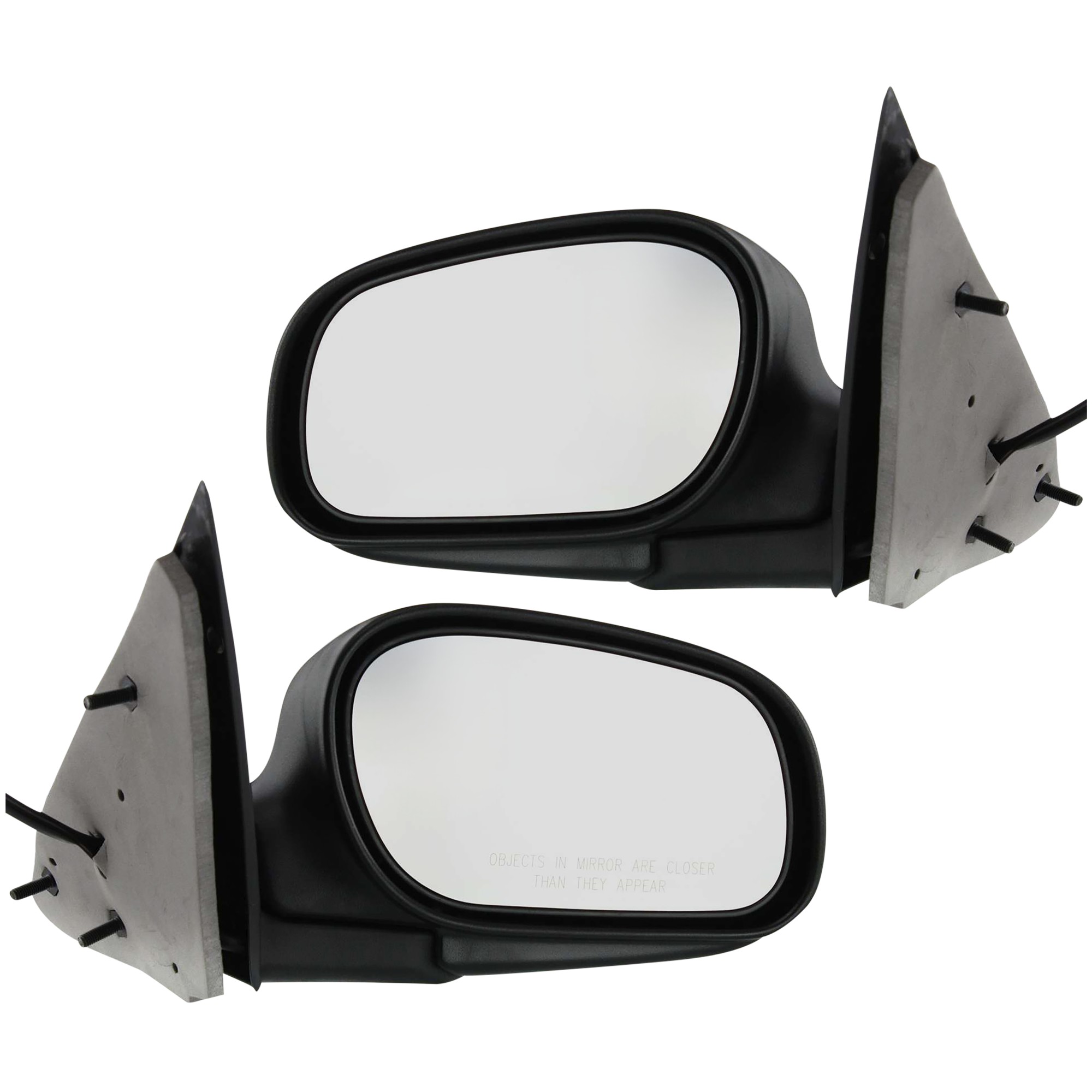 Power Mirror Pair/Set for Ford Crown Victoria 1998-2011, Right (Passenger) and Left (Driver), Manual Folding, Non-Heated, Ready to Paint Replacement