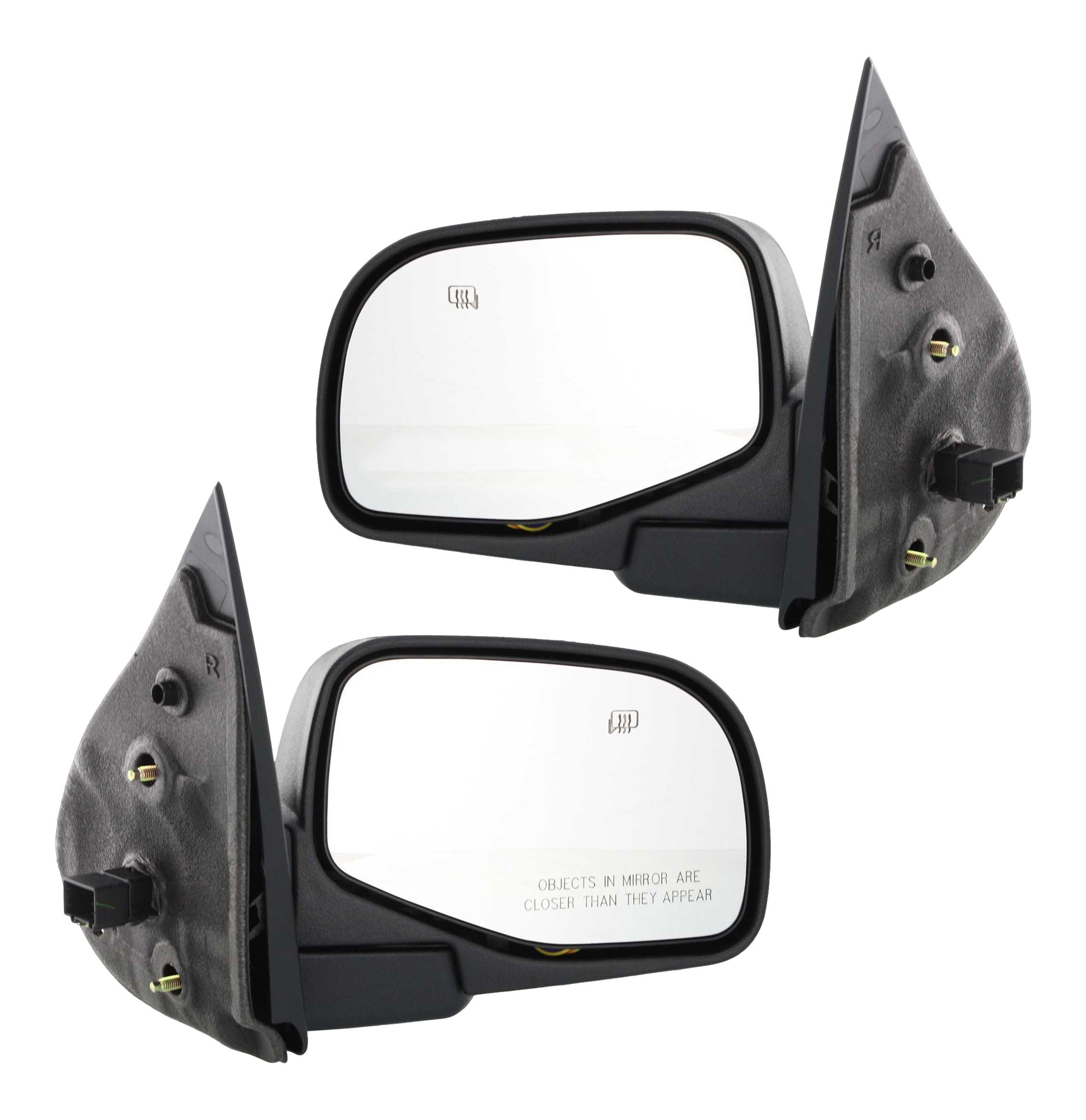 Mirror Pair/Set for Ford Explorer 2002-2005, Right (Passenger) and Left (Driver), Power Adjustment, Manual Folding, Heated, Textured, with Puddle Light, Replacement