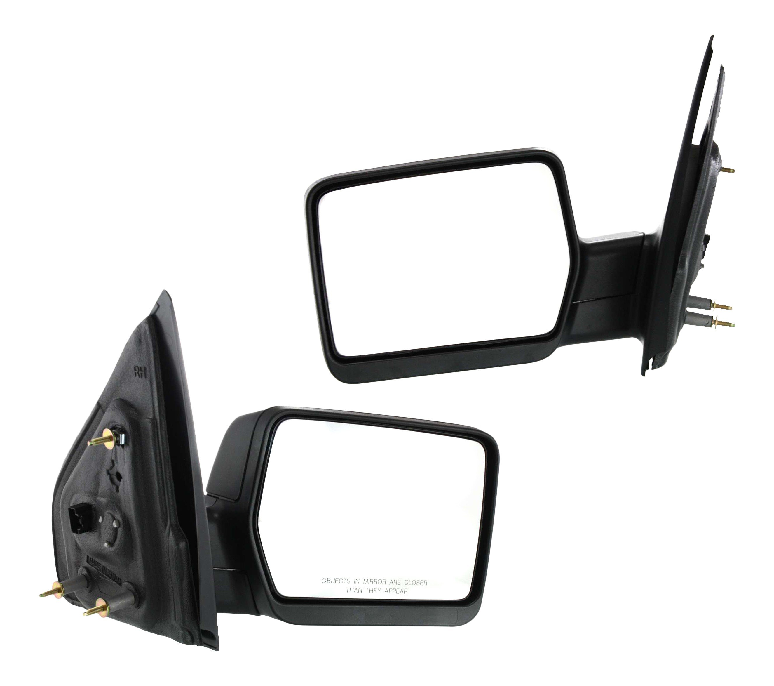 Power Heated Mirror Pair/Set for Ford F-150 2004-2008, Right (Passenger) and Left (Driver), Non-Towing, Manual Folding, Textured, without Auto Dimming, BSD, Memory, and Signal Light, New Body Style Replacement