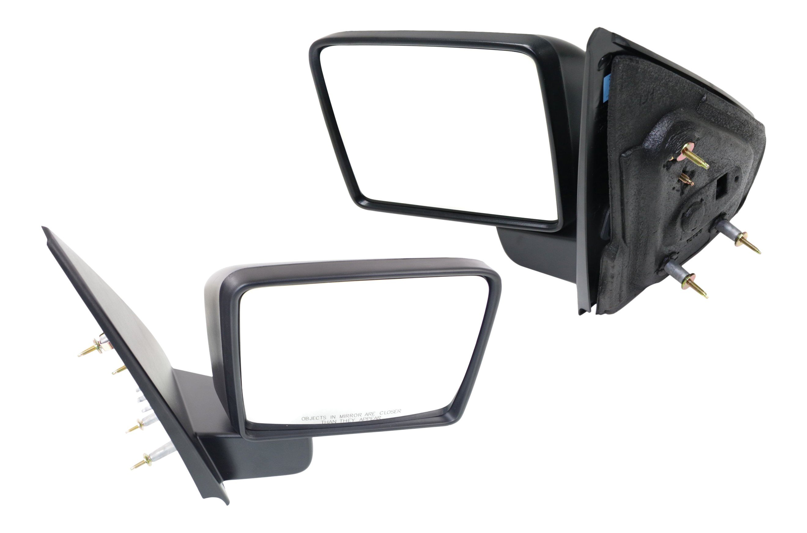 Mirror Pair/Set for Ford F-150 2004-2008, Non-Towing, Manual Adjust & Folding, Non-Heated, Textured, Paddle Style, Excludes Auto Dimming, Blind Spot Detection, Memory, & Signal Light, New Body Style Replacement