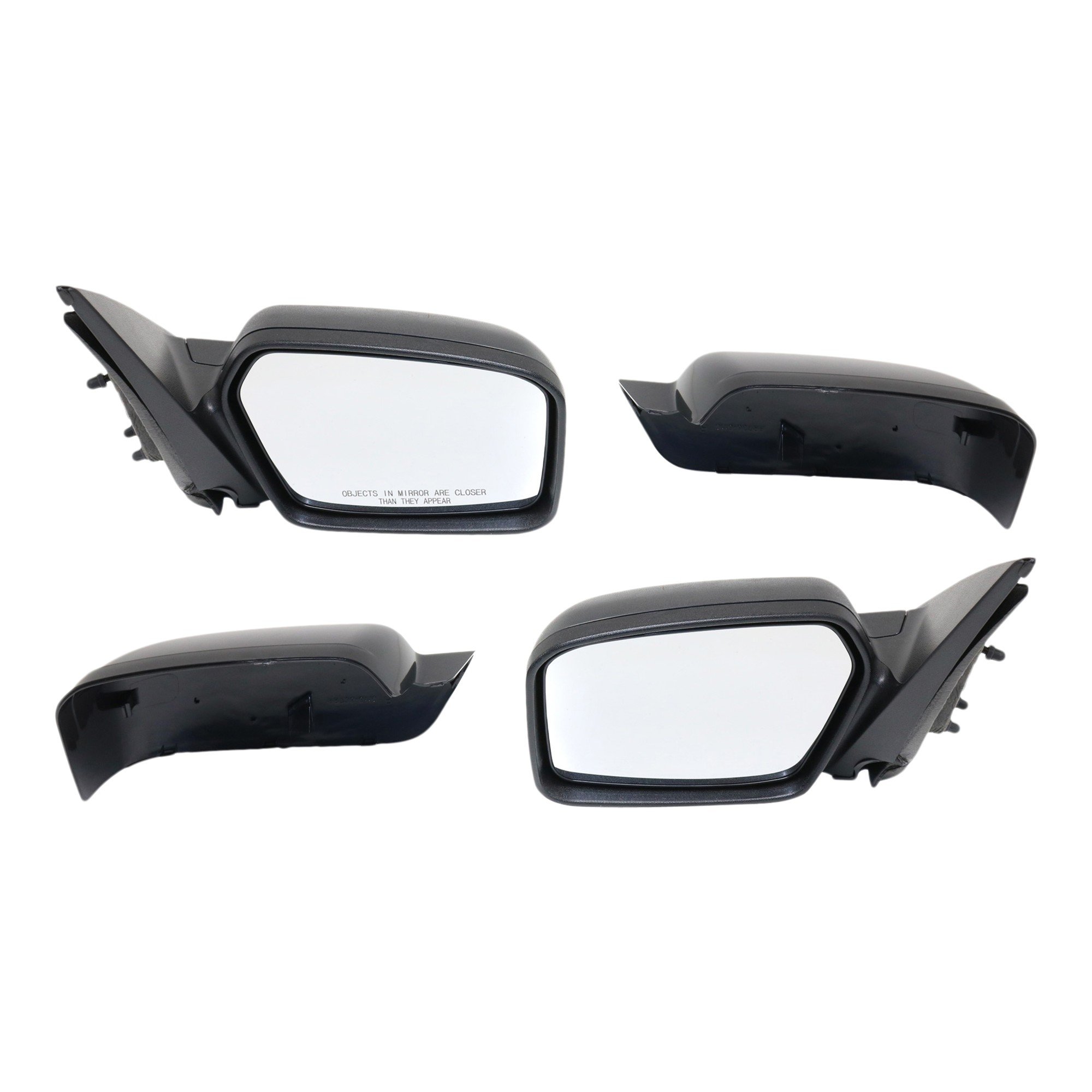 Mirror Pair/Set for 2006-2009 Milan/Fusion Right (Passenger) and Left (Driver), Power Operated, Non-Folding, Non-Heated, with Paintable & Textured Black Caps, Without Puddle Light, Excluding Hybrid Models - Replacement