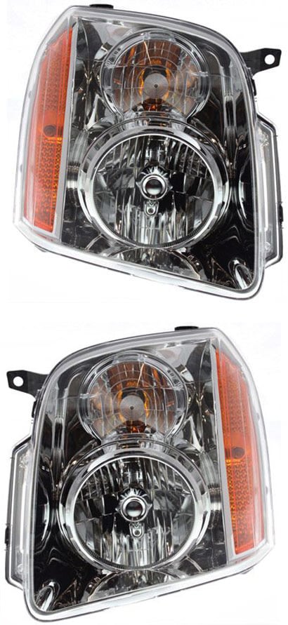 Headlight Assembly for GMC Yukon/Yukon XL 1500, 2007-2014, Right (Passenger) and Left (Driver), Halogen, Replacement Pair/Set