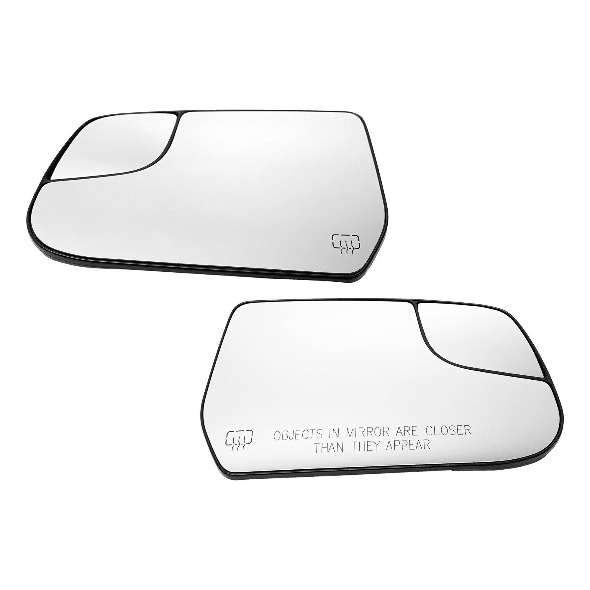 Pair/Set - Mirror Glass for Chevrolet Equinox 2010-2017, Right (Passenger) and Left (Driver), Heated, Without Signal, With Backing Plate and Blind Spot Glass Replacement