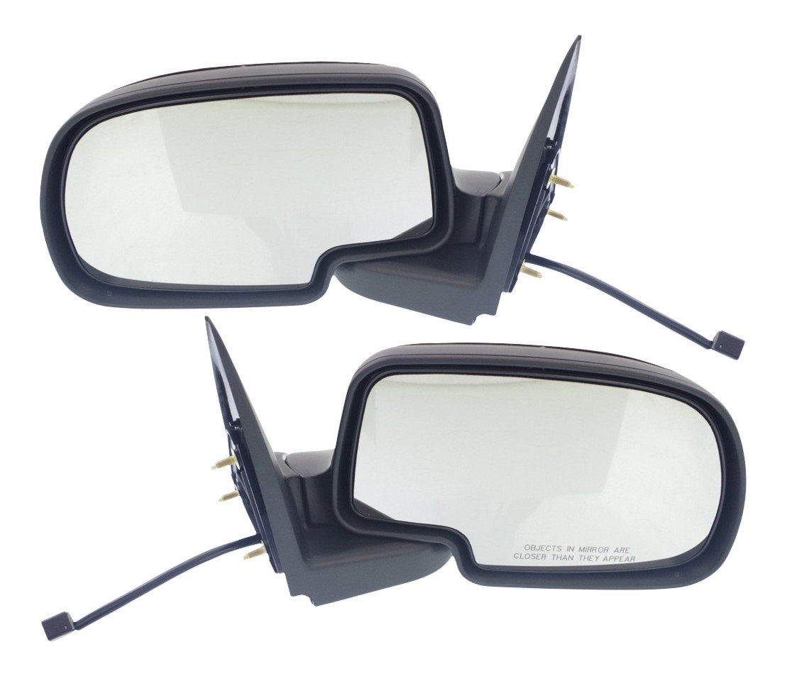 Mirror Pair/Set for Chevrolet Silverado/GMC Sierra 1999-2002, Right (Passenger) and Left (Driver), Non-Towing, Power Adjustment, Manual Folding, Non-Heated, Paintable Replacement