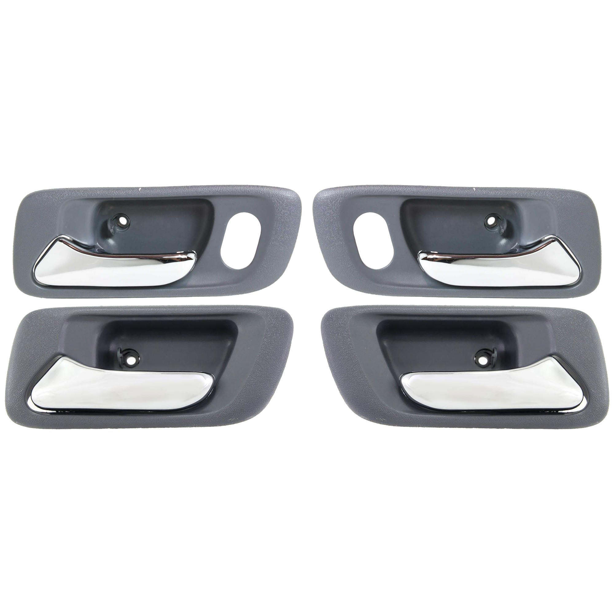 Interior Door Handle Pair/Set for Honda Accord 1998-2002, Front and Rear, Right (Passenger) and Left (Driver), Gray Bezel with Chrome Lever, Replacement
