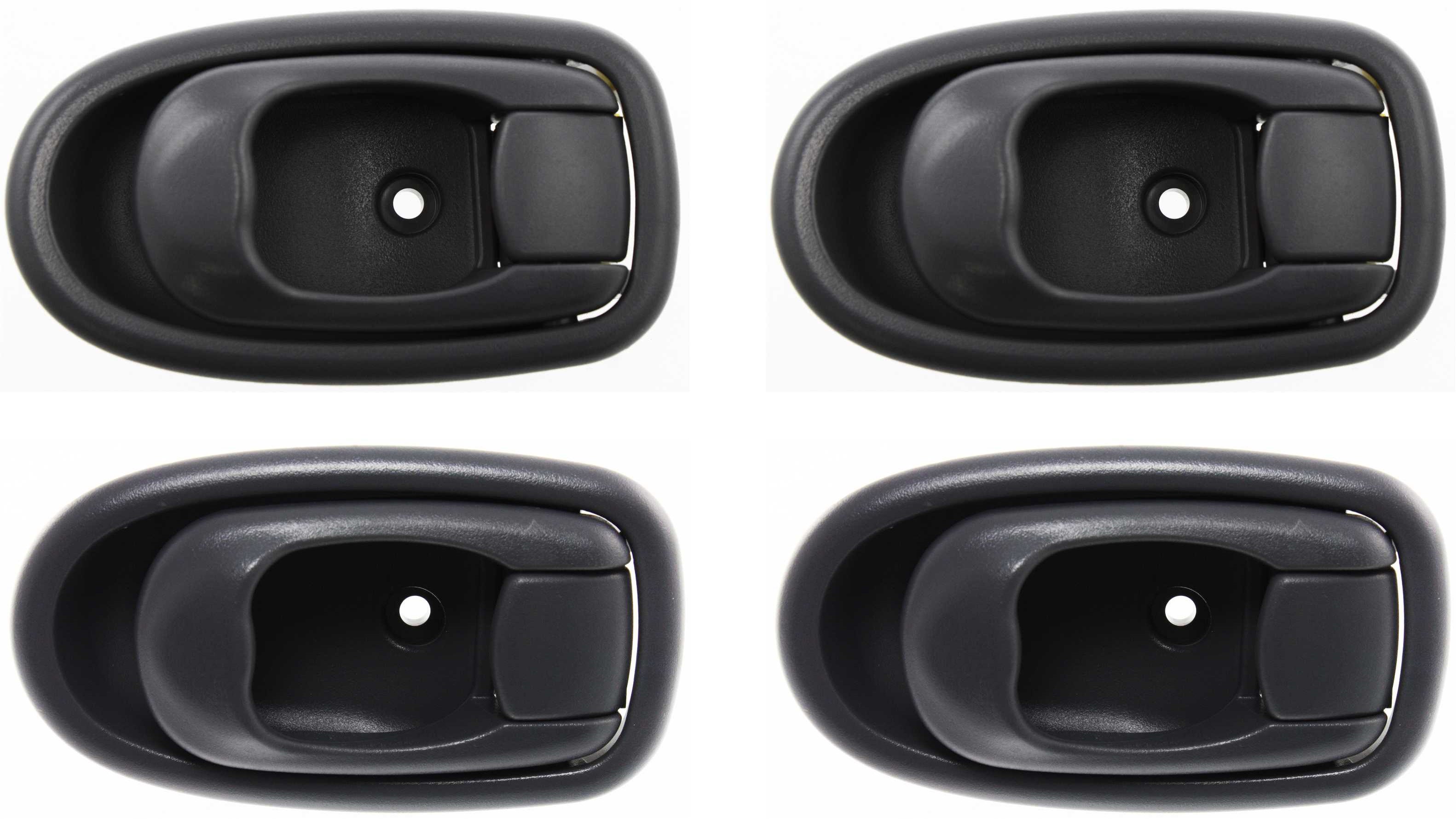 Front and Rear Door Handle Assembly Pair/Set for Hyundai Elantra 1996-1998, Inside, Right (Passenger) and Left (Driver), Dark-Gray, Replacement