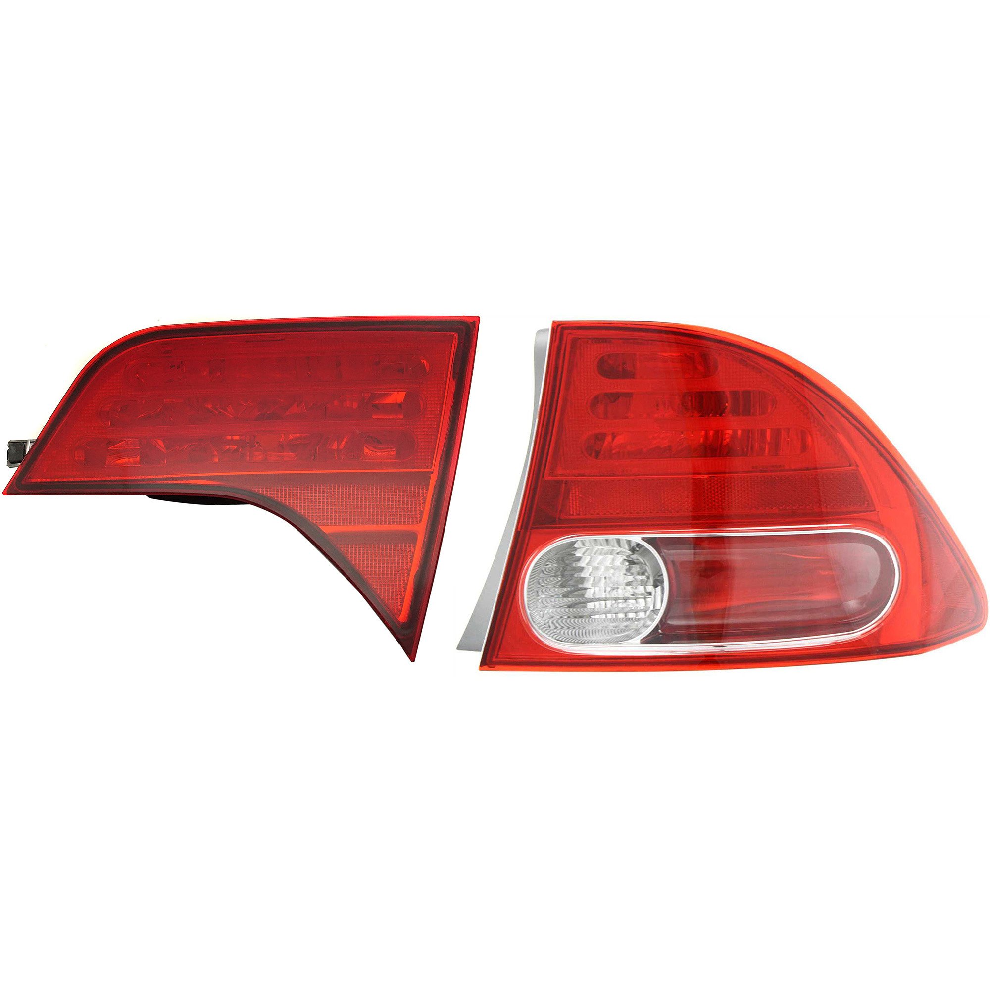 Tail Light Lens and Housing Set for 2006-2008 Honda Civic Sedan, Right (Passenger) Inner and Outer, Replacement