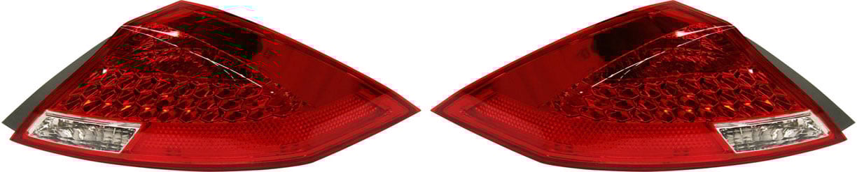 Tail Light Pair/Set for 2006-2007 Honda Accord Coupe, Right (Passenger) and Left (Driver), Lens and Housing, with Black Rim - Replacement