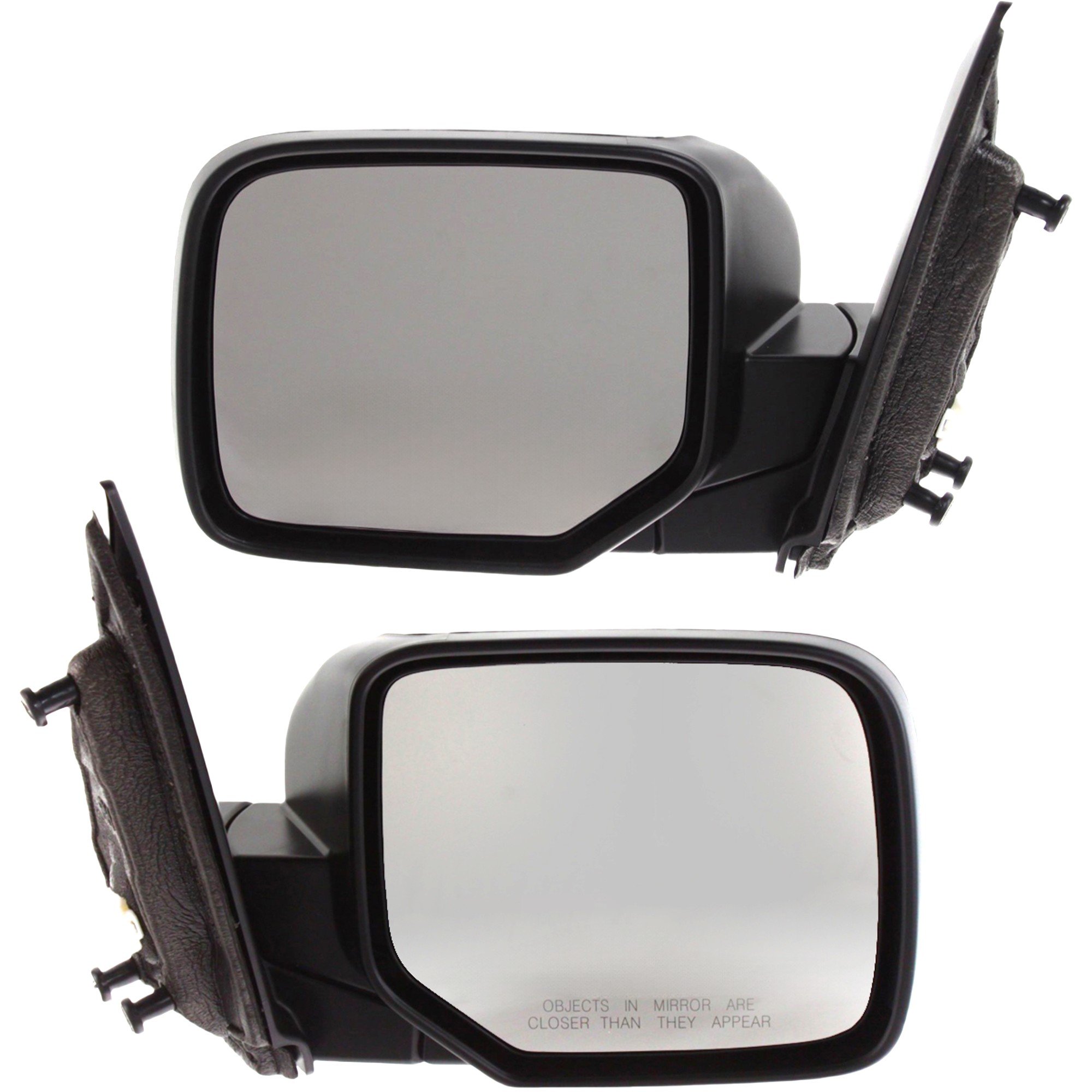 Mirror Pair/Set for 2009-2015 Pilot, Right (Passenger) and Left (Driver), Power Adjustable, Manual Folding, Heated, Paintable, With no Memory or Signal Light, Replacement