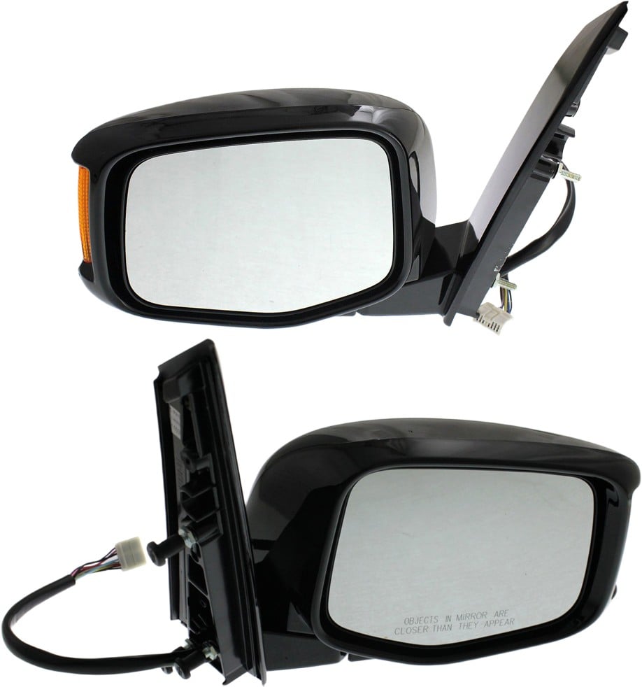 Mirror Pair/Set for 2011-2013 Honda Odyssey Touring Model, Right (Passenger) and Left (Driver), Power, Manual Folding, Heated, Textured, with Memory and Signal Light, Replacement