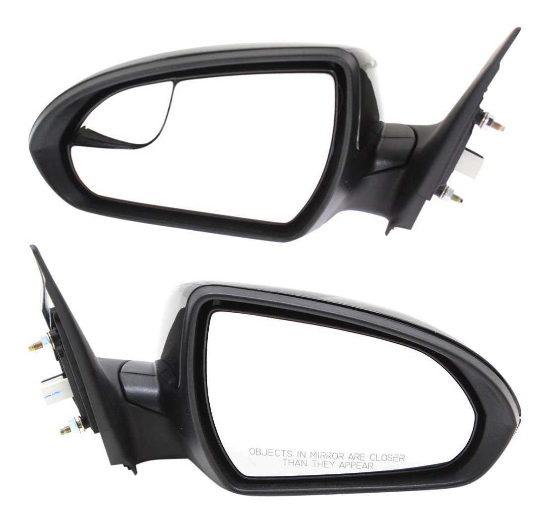 Mirror Pair/Set for 2017-2018 Hyundai Elantra, Right (Passenger) and Left (Driver), Power Adjustable, Manual Folding, Heated, Paintable, without Auto-Dimming or Signal Light, Blind Spot Glass, Non-Towing, No Memory, Replacement