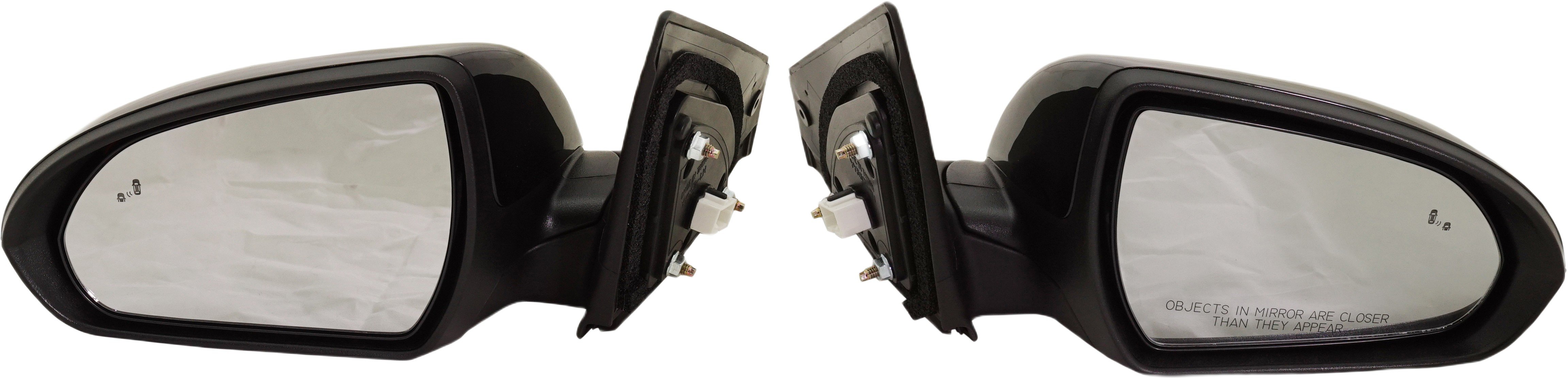Mirror Pair/Set for 2017-2020 Hyundai Elantra, Right (Passenger) and Left (Driver), Power, Manual Folding, Heated, Paintable, with Blind Spot Detection in Glass, without Auto Dimming, Memory and Signal Light Replacement
