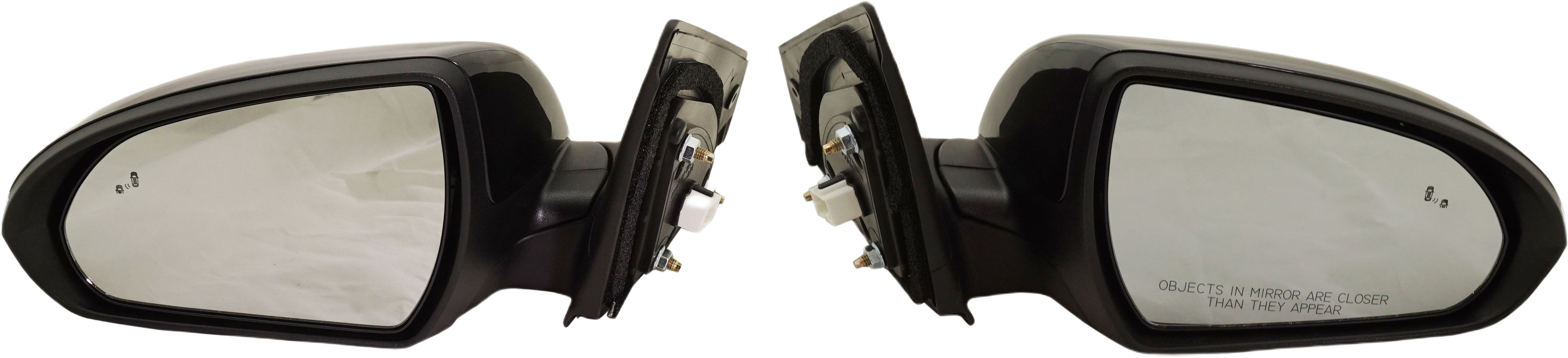 Mirror Pair/Set for 2017-2018 Hyundai Elantra, Right (Passenger) and Left (Driver), Power, Manual Folding, Heated, Paintable, With Blind Spot Detection in Glass, In-housing Signal Light, Memory, Without Auto Dimming Replacement