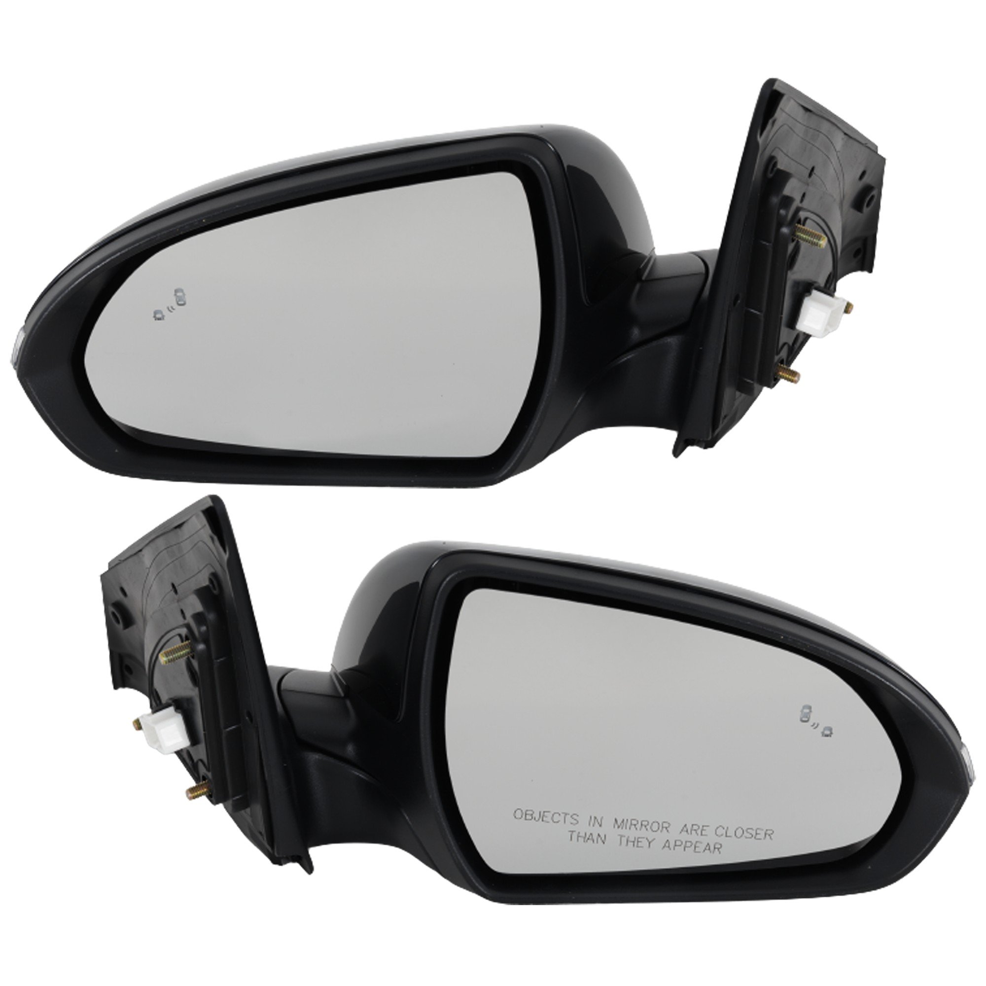 Mirror Pair/Set for Hyundai Elantra 2017-2018, Right (Passenger) and Left (Driver), Power Adjustment, Manual Folding, Heated, Paintable, with Blind Spot Detection, In-housing Signal Light, USA Built Vehicle Replacement