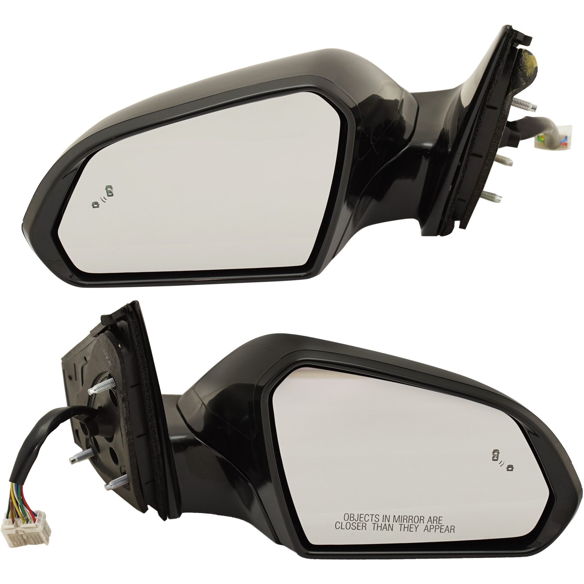 Power Mirror Pair/Set for Hyundai Sonata 2015-2017, Right (Passenger) and Left (Driver), Manual Folding, Heated, Paintable, with Blind Spot Detection, Memory, and Signal Light, Replacement
