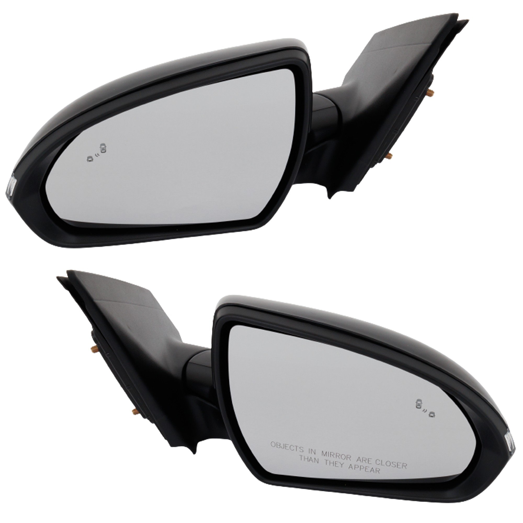 Mirror Pair/Set for 2017-2018 Elantra, Right (Passenger) and Left (Driver), Power, Manual Fold, Heated, Paintable, with Blind Spot Detection and In-housing Signal Light, Korea Built Vehicle, Replacement