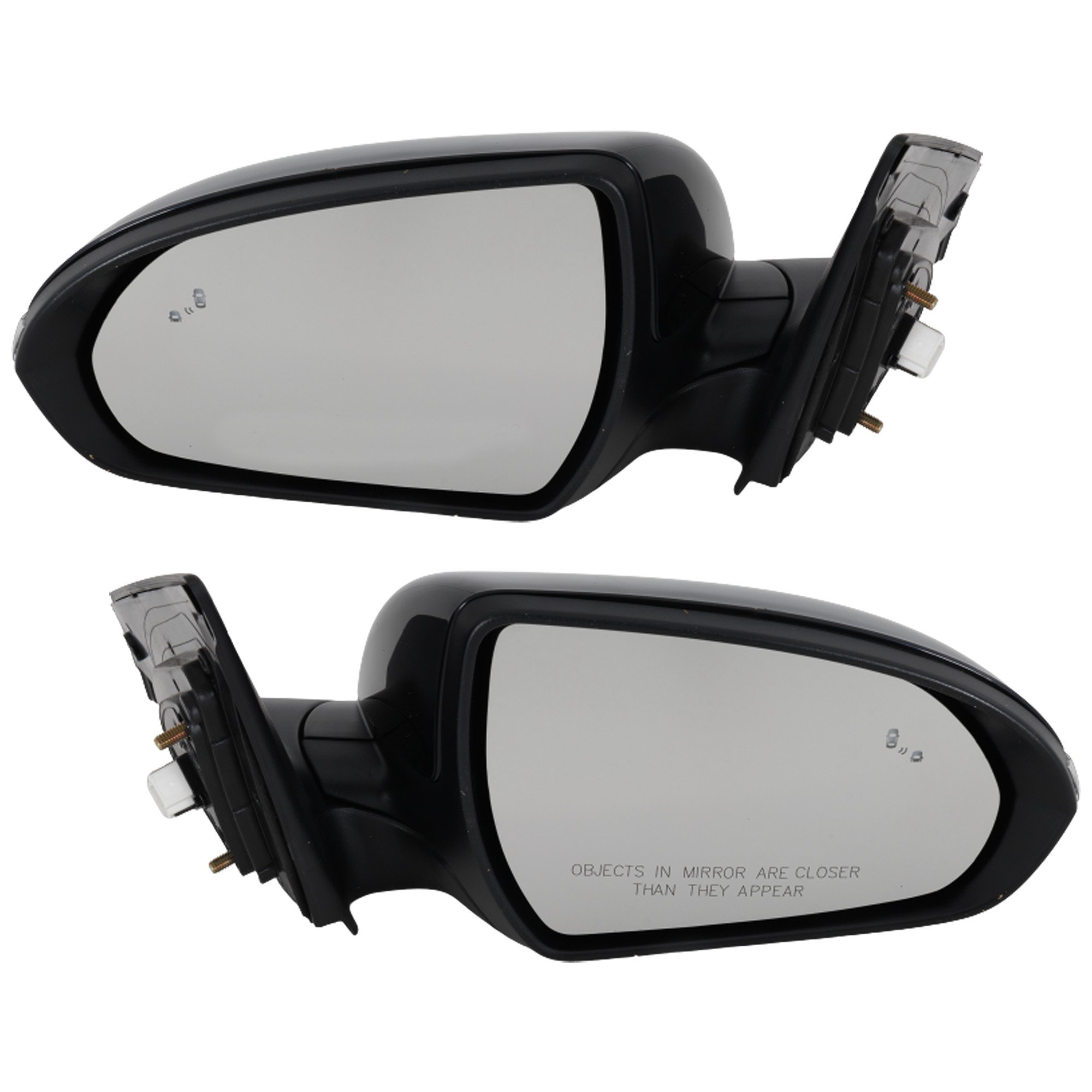 Mirror Pair/Set for Hyundai Elantra 2019-2020, Right (Passenger) and Left (Driver), Manual Folding, Power, Heated, Paintable, with In-Housing Signal Light and Blind Spot Glass, without Auto-Dimming and Memory, Built in Korea, Replacement