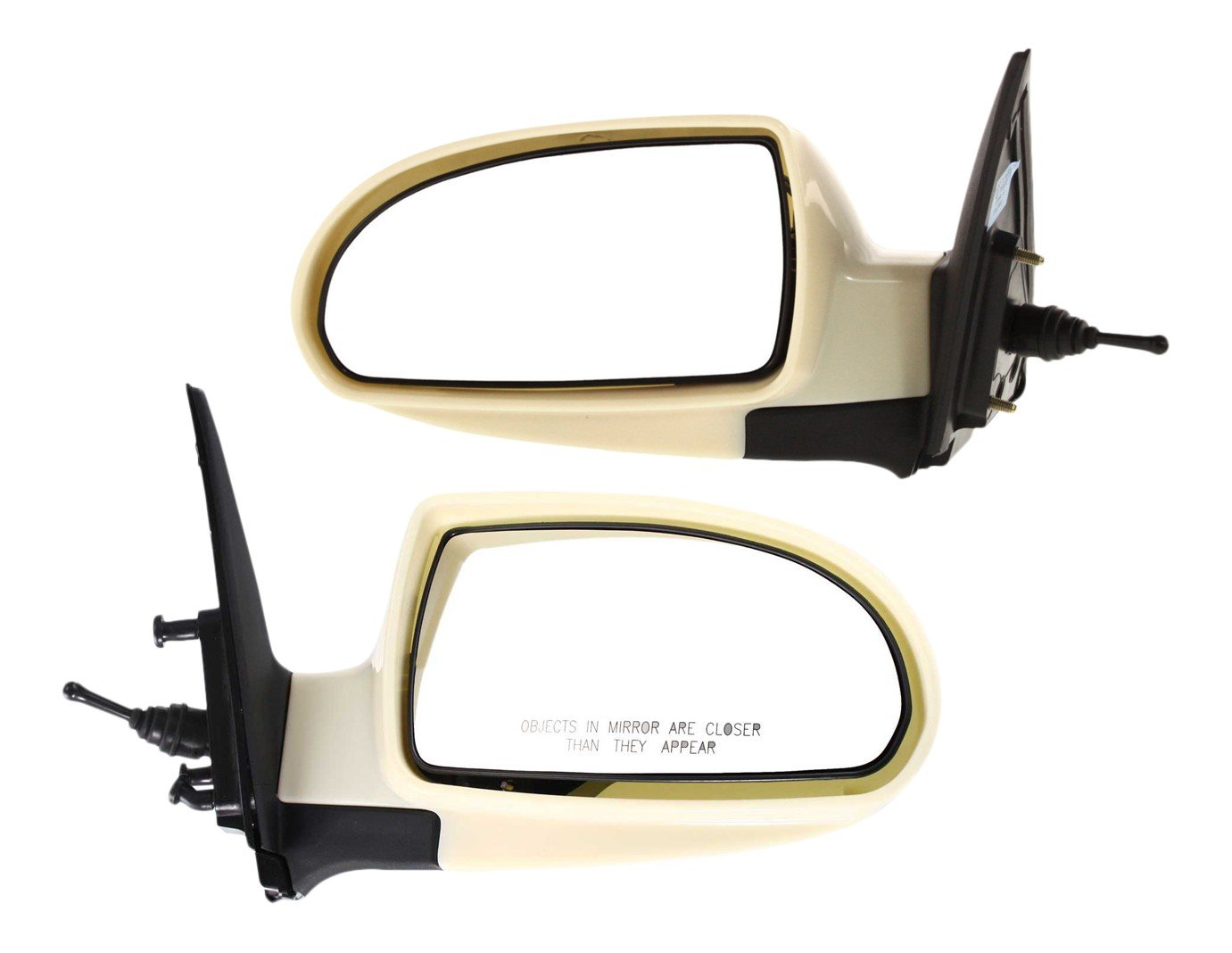 Manual Remote Mirror Pair/Set for Hyundai Elantra 2007-2010, Right (Passenger) and Left (Driver), Manual Folding, Non-Heated, Paintable, without Auto Dimming, Blind Spot Detection, Memory, and Signal Light Replacement