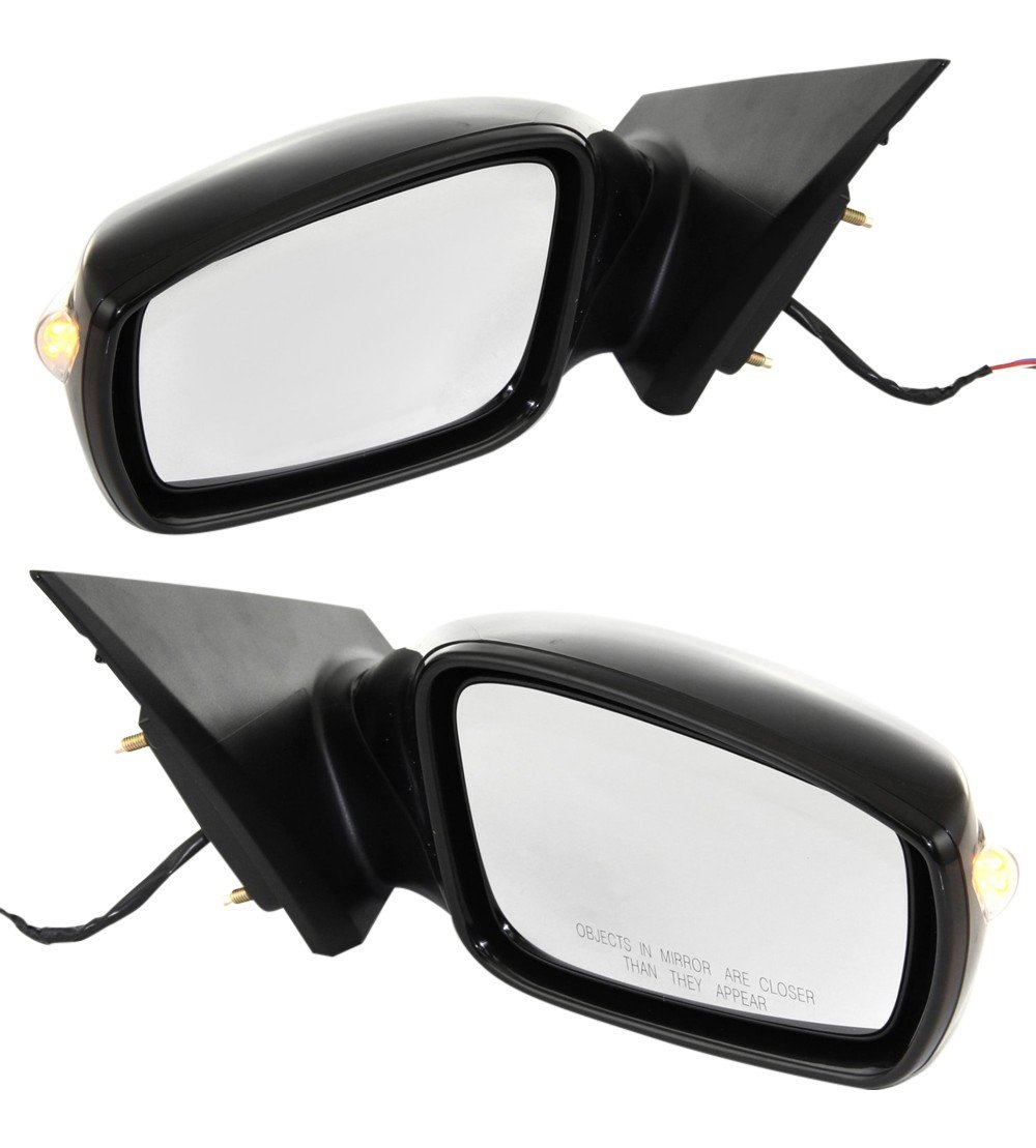 Mirror Pair/Set for 2011-2014 Hyundai Sonata, Right (Passenger) and Left (Driver), Power Adjust, Manual Folding, Non-Heated, Paintable, with Signal Light, Excludes Hybrid Model, Replacement