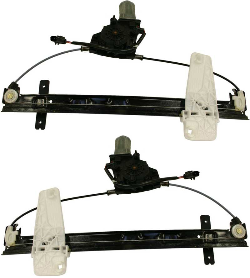 Pair/Set - Front Window Regulator for Jeep Grand Cherokee 1999-2000, Right (Passenger) and Left (Driver), Power, with Motor, Replacement Set