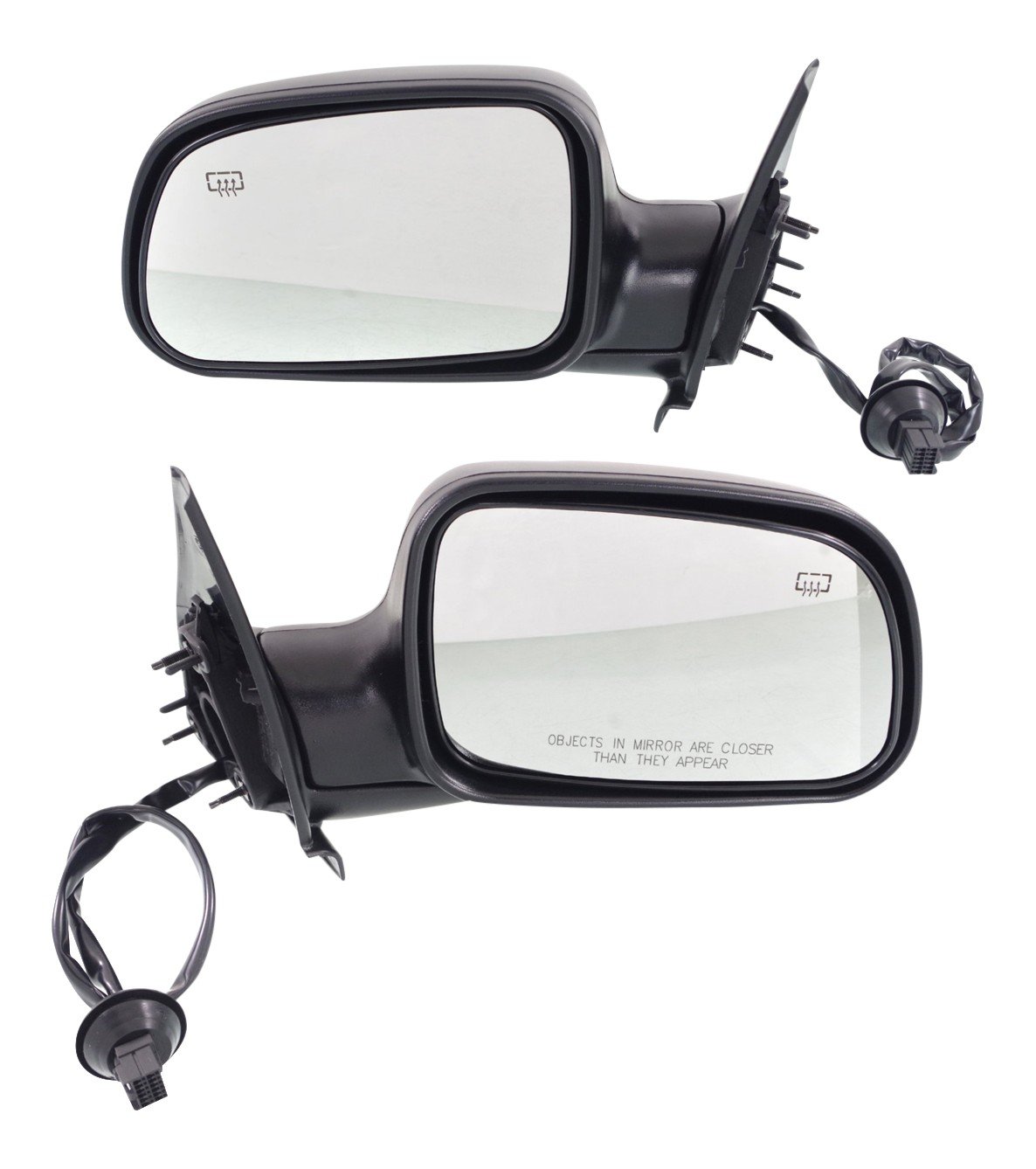 Mirror Pair/Set for Jeep Grand Cherokee 1999-2004, Right (Passenger) and Left (Driver), Power, Manual Folding, Heated, Textured, w/o Memory, 5-Pin Plug Replacement