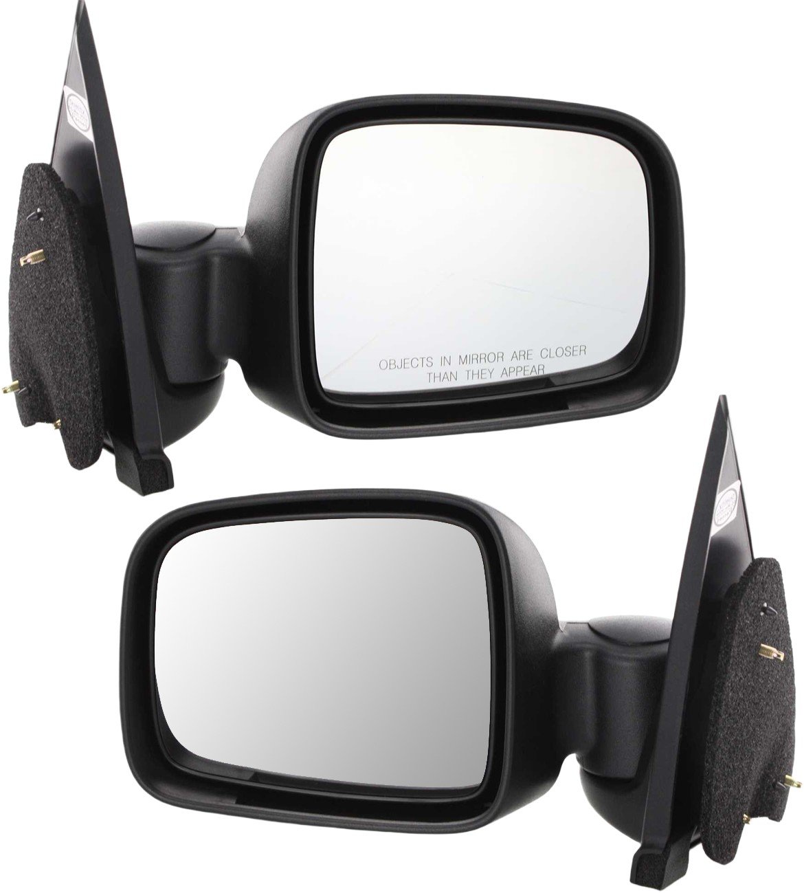 Mirror Pair/Set for Jeep Liberty 2002-2007, Right (Passenger) and Left (Driver), Manual Adjust, Non-Heated, Manual Folding, Textured Replacement