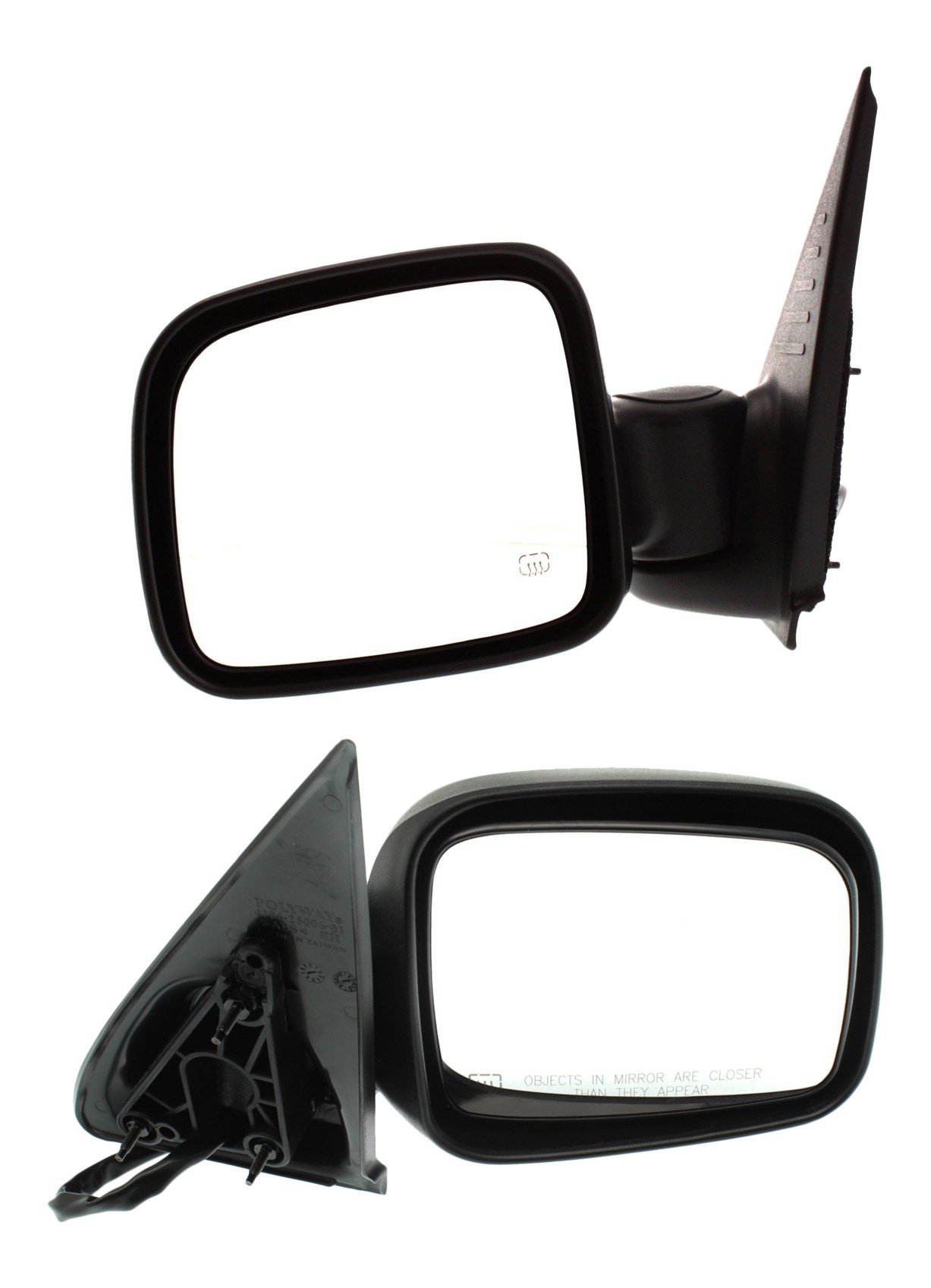 Mirror Pair/Set for 2002-2007 Liberty, Right (Passenger) & Left (Driver), Power, Manual Folding, Heated, Textured, with 8-Hole, 5-Pin Plug, without Memory From Jeep, Replacement