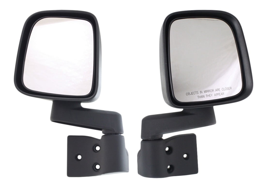 Manual Adjust and Manual Folding, Non-Heated, Textured Mirror Pair/Set for 2003-2006 Jeep Wrangler, Right (Passenger) and Left (Driver) Replacement