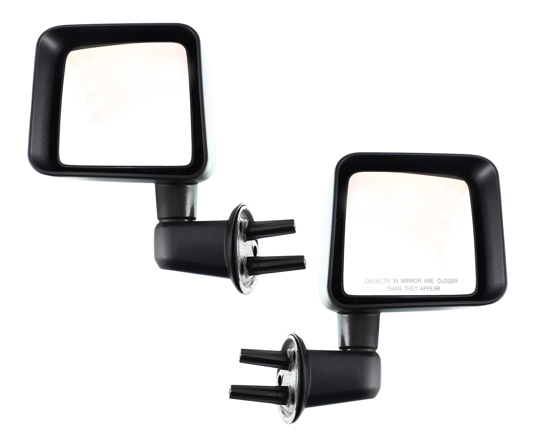 Pair/Set - Manual Adjust & Folding Mirrors for Jeep Wrangler JK 2007-2018, Right (Passenger) and Left (Driver), Non-Heated, Textured Replacement
