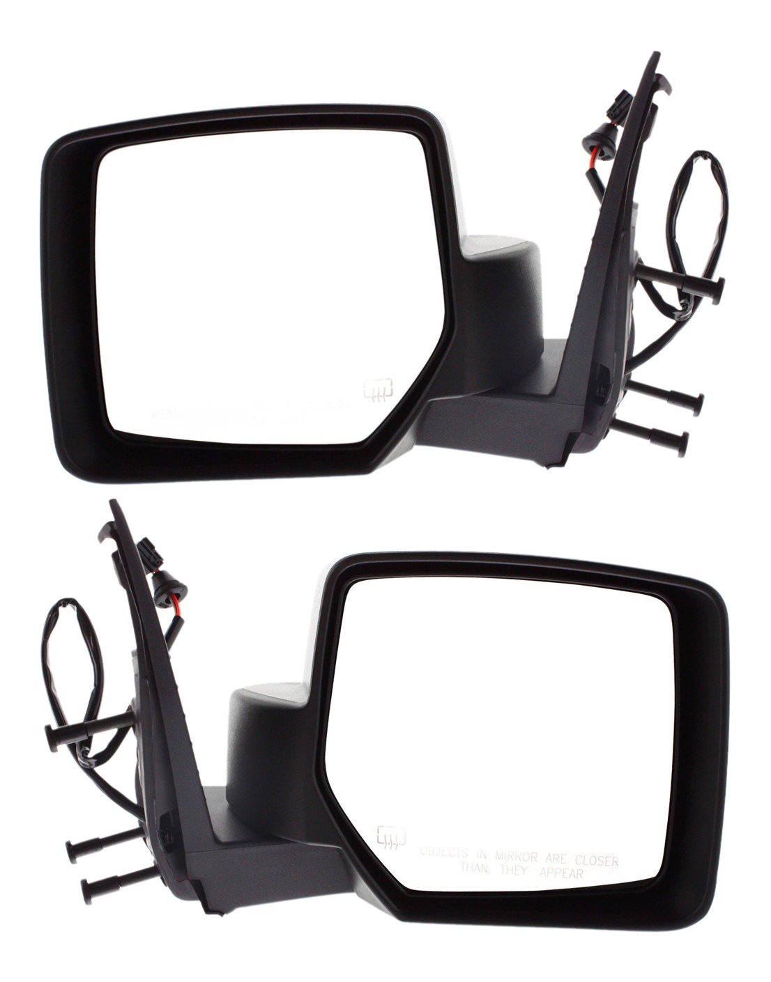 Power Heated Manual Folding Mirror Pair/Set for Jeep Liberty 2008-2012, Textured, w/o Memory, Right (Passenger) and Left (Driver), with 10-Hole, 5-Pin Plug Replacement