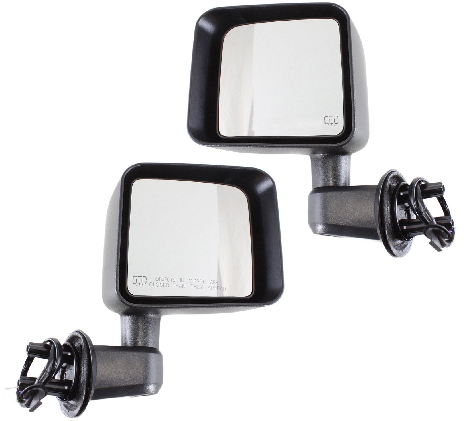 Mirror Pair/Set for Jeep Wrangler JK 2011-2013, Right (Passenger) and Left (Driver), Power, Manual Folding, Heated, Textured, Replacement