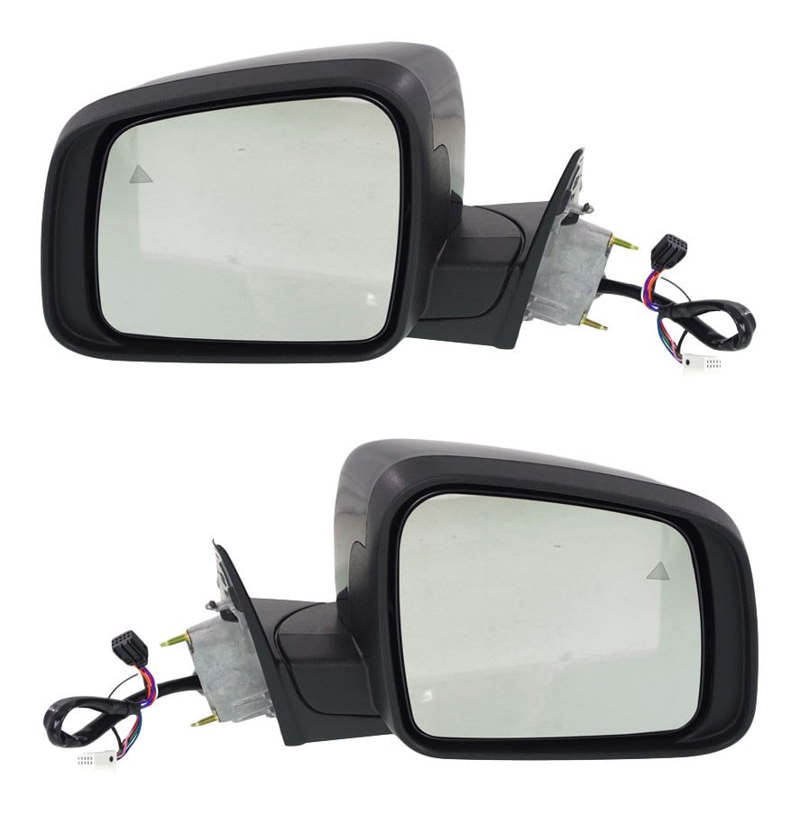 Mirror Pair/Set for Jeep Grand Cherokee WK 2011-2022, Right (Passenger) and Left (Driver), Power Adjustable, Manual Folding, Heated, Paintable, with Blind Spot Detection, Memory, Signal Light, without Auto Dimming and Puddle Light, Replacement