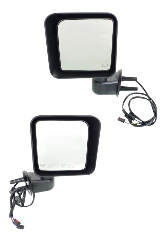 Power Mirror Pair/Set for Jeep Wrangler JK 2015-2018, Manual Folding, Heated, Textured, Right (Passenger) and Left (Driver), Replacement