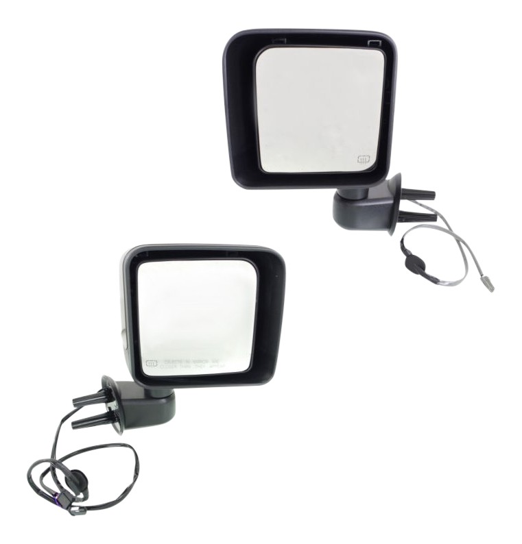Power Mirror Pair/Set for 2014 Jeep Wrangler, includes Right (Passenger) & Left (Driver), Manual Folding, Heated, Paintable, Replacement