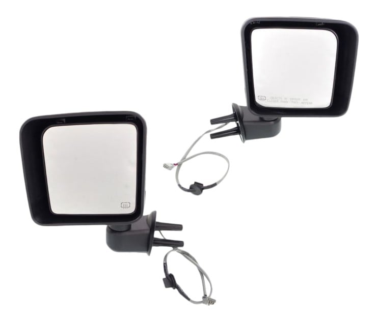 Pair/Set - Power Heated Chrome Mirrors for 2014 Jeep Wrangler JK, Right (Passenger) and Left (Driver), Manual Folding, Replacement Set