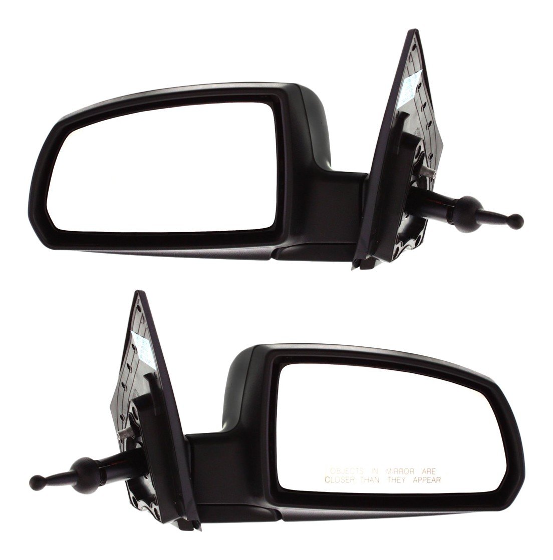 Manual Adjust Mirror Pair/Set for Kia Rio 2006-2009 Hatchback/Sedan, Right (Passenger) and Left (Driver), Manual Folding, Non-Heated, Paintable Replacement