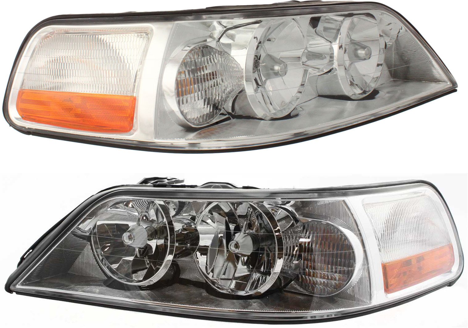 Headlight Assembly for Lincoln Town Car 2003-2004, Halogen, Includes Right (Passenger) and Left (Driver) Lights, Replacement Pair/Set