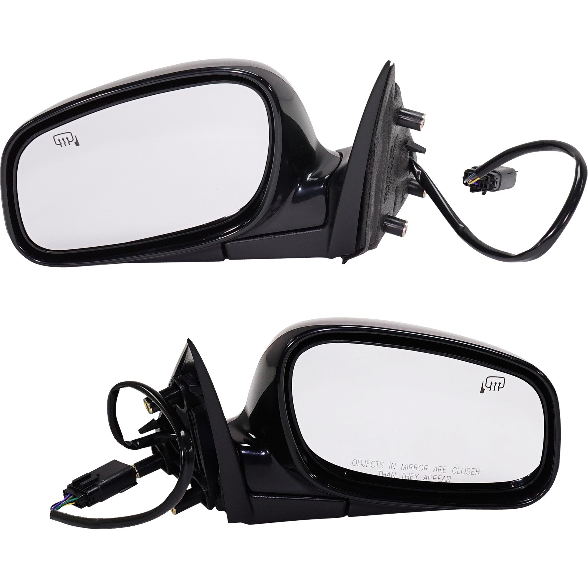 Mirror Pair/Set for 2004-2008 Lincoln Town Car, Right (Passenger) and Left (Driver), Power Operation, Manual Folding, Heated, Paintable, Without Memory, From March 9, 2004 Replacement