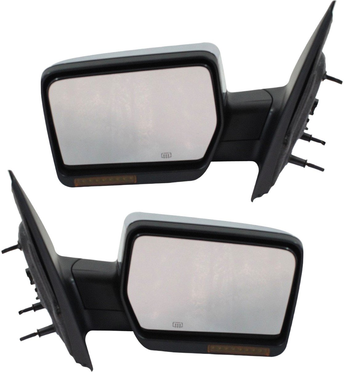 Mirror Pair/Set for Ford F-150 (2004-2006), Lincoln Mark LT (2006-2006), Right (Passenger) and Left (Driver), Non-Towing, Power Operated, Manually Foldable, Heated, Chrome, with In-housing Signal Light, without Auto Dimming, Blind Spot Detection, Memory, Replacement