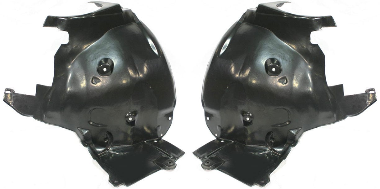 Front Fender Liner Pair/Set for 2001-2007 Mercedes-Benz C-Class, Right (Passenger) and Left (Driver), Rear Section, Sedan/Wagon Replacement