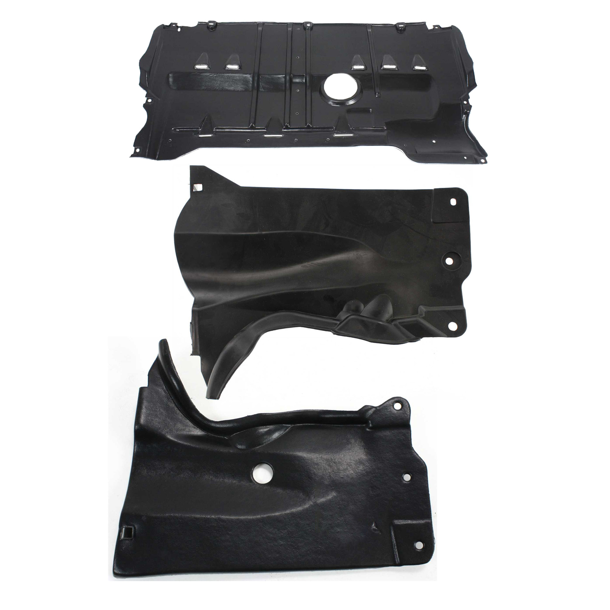 Engine Splash Shield Pair/Set for Mazda Mazda 3 (2004-2009), Mazda 5 (2006-2010), Pair/Set of 3, Under Cover, Right (Passenger) and Left (Driver), Rear, Replacement