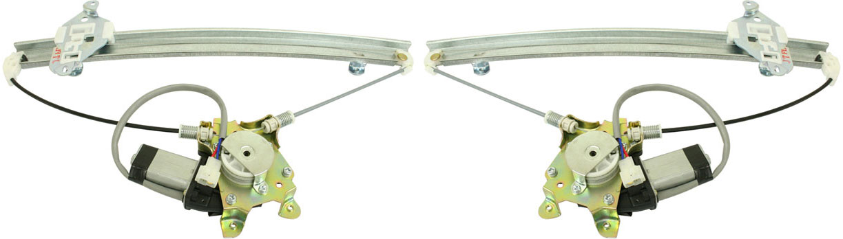 Pair/Set - Front Window Regulator for 2002-2003 Mitsubishi Lancer ES/LS/OZ Rally Models, Right (Passenger) and Left (Driver), Power with Motor, Replacement
