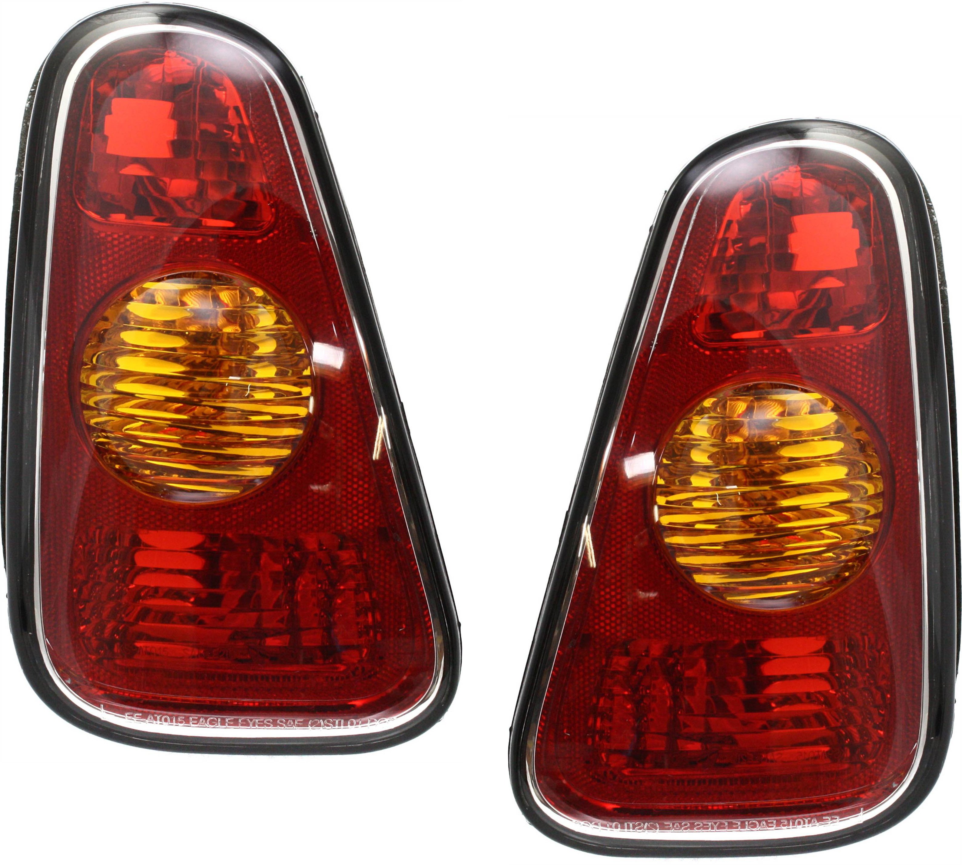 Tail Light Pair/Set for 2005-2007 Cooper Hatchback, Right (Passenger) and Left (Driver), Lens and Housing, Amber and Red, Up to July 2004 - Replacement