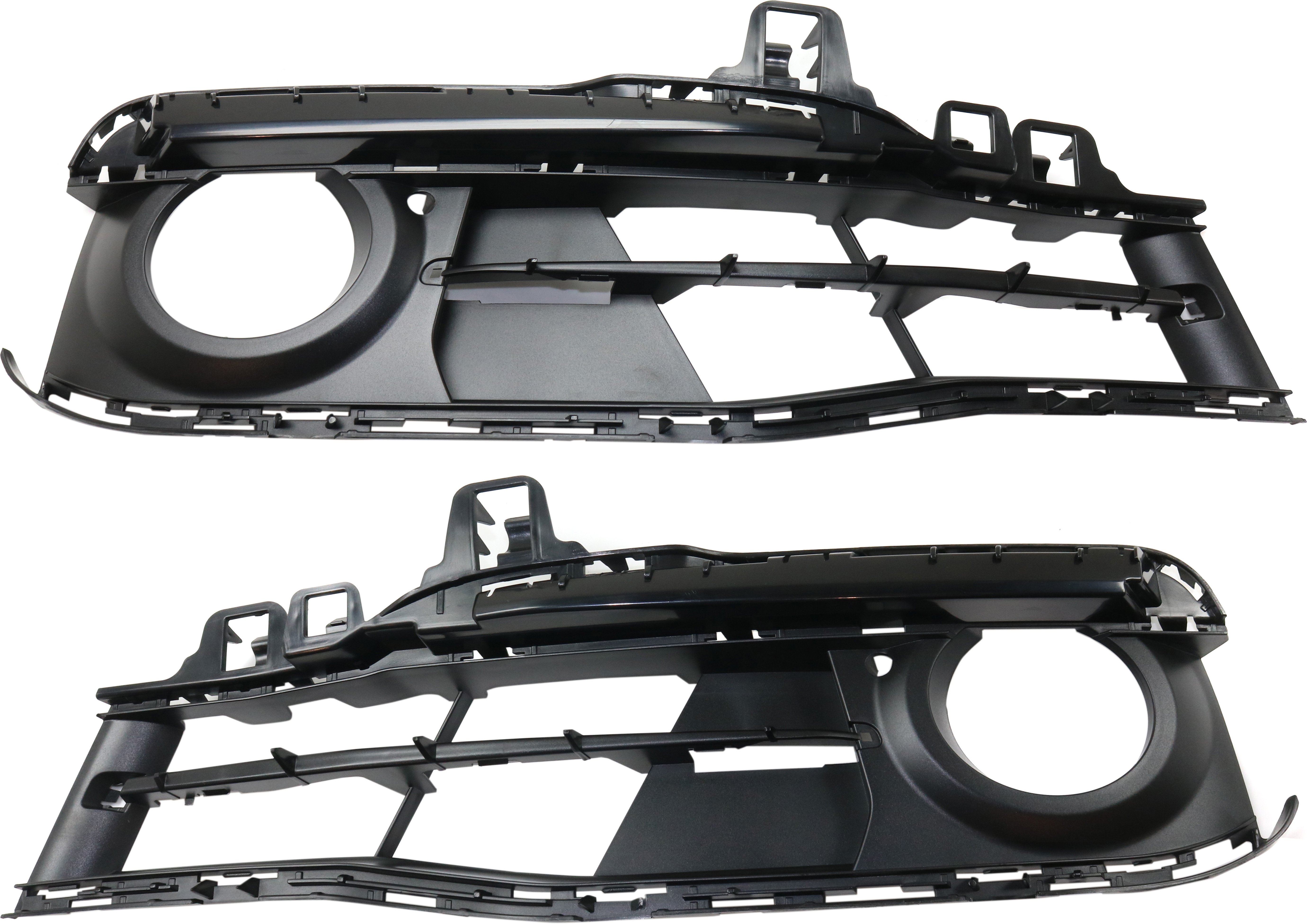 Front Fog Light Molding Pair/Set for BMW 3-Series 2016-2019, Textured Black, Right (Passenger) and Left (Driver) Side Replacement