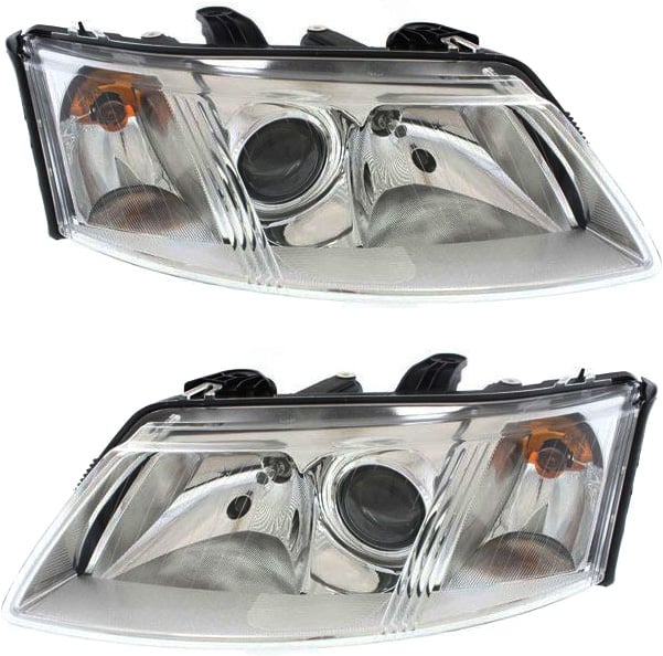 Headlight Assembly Pair/Set for 2003-2007 SAAB 9-3, Right (Passenger) and Left (Driver), Halogen, Fit Convertible/Sedan/Wagon, Replacement